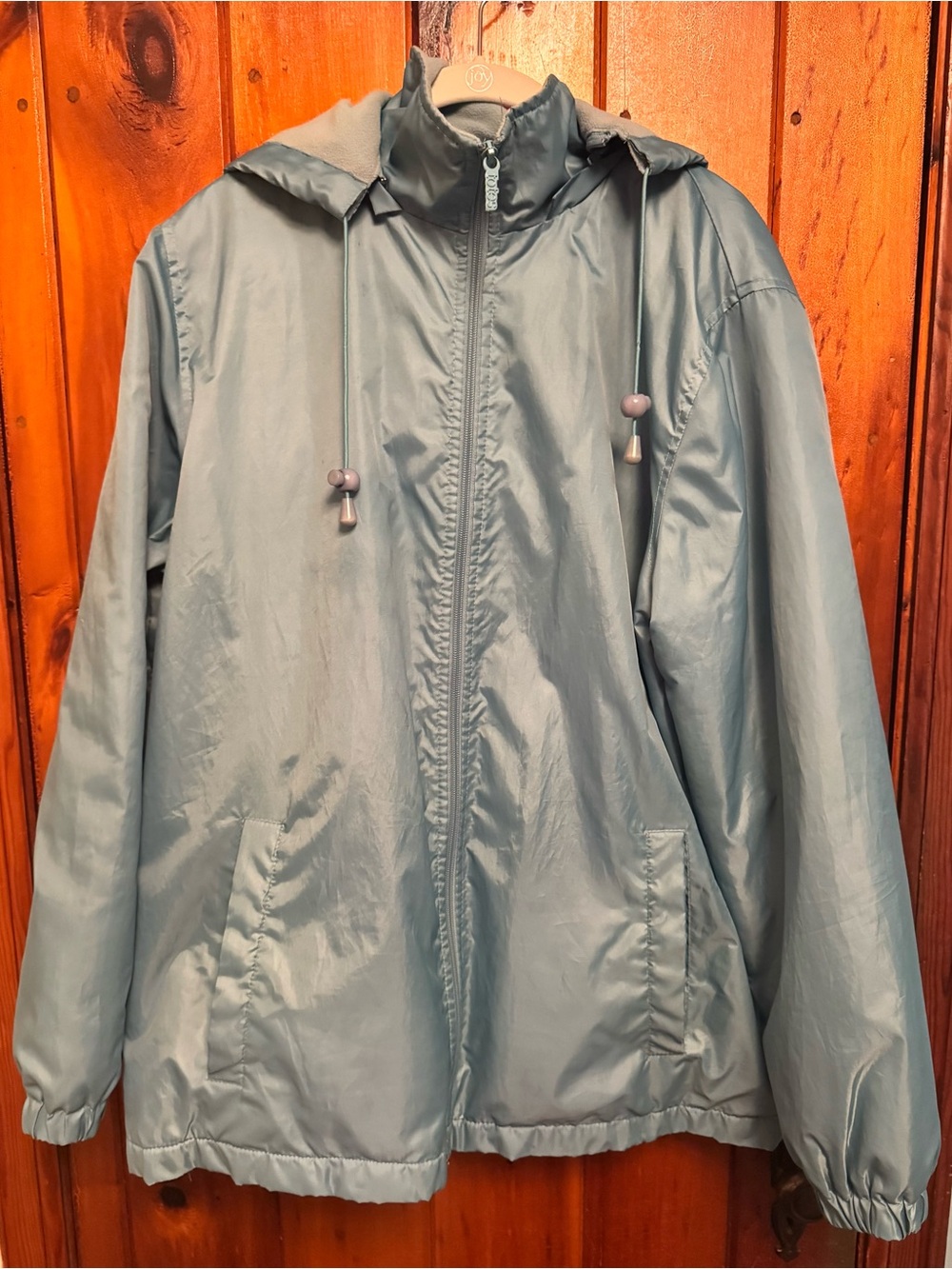Light Blue Hooded Windbreaker Jacket for Women